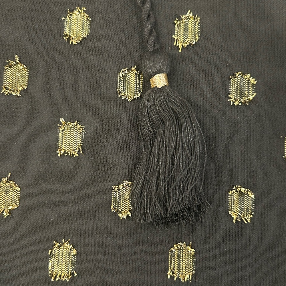 crown & ivy Black Ruffle Hem Dress with Gold Metallic Accents XL NWT Midi - Picture 10 of 10